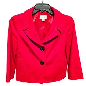Talbots Red Wool Two Button Cropped Blazer Jacket Women's 10 Office Classic